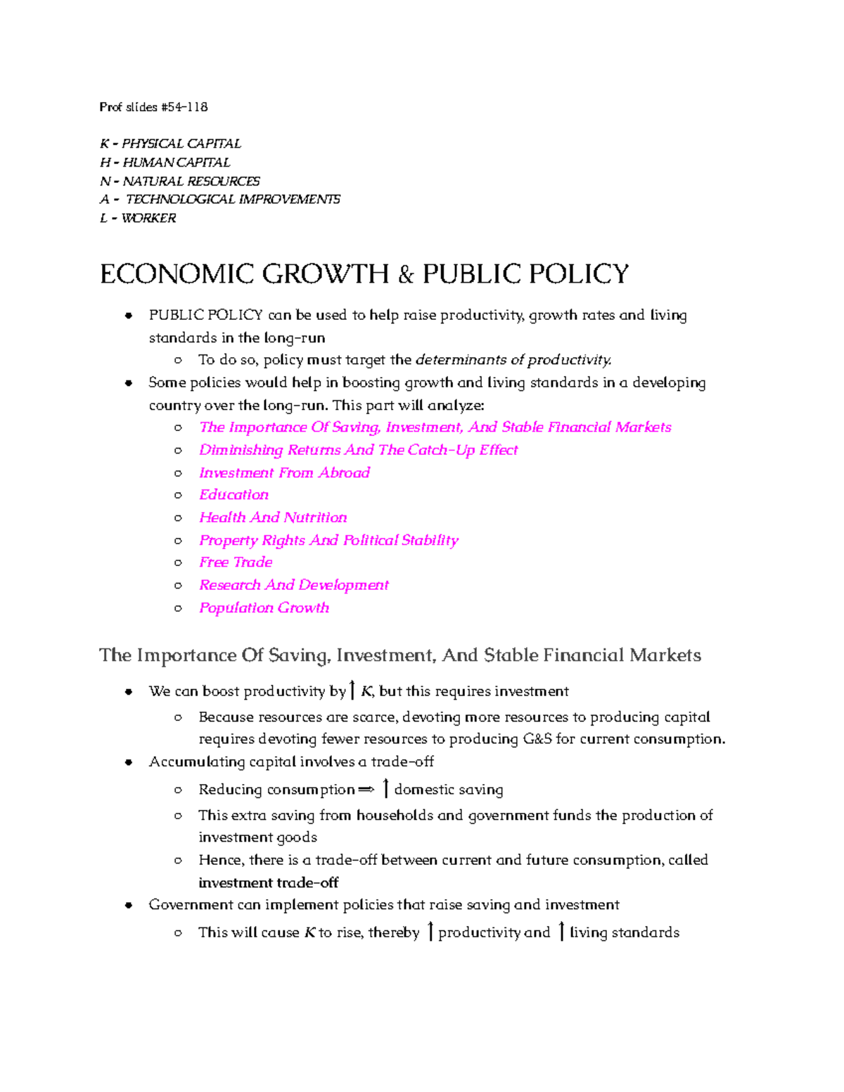 C7 - Final Exam Notes on Economic Growth & Public Policy - Studocu