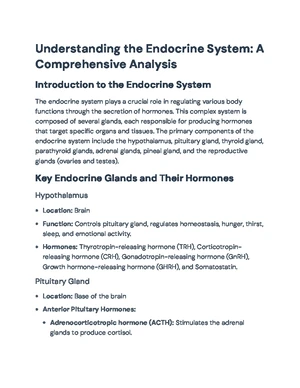Endocrine System - Study Notes & Assignments - Studocu