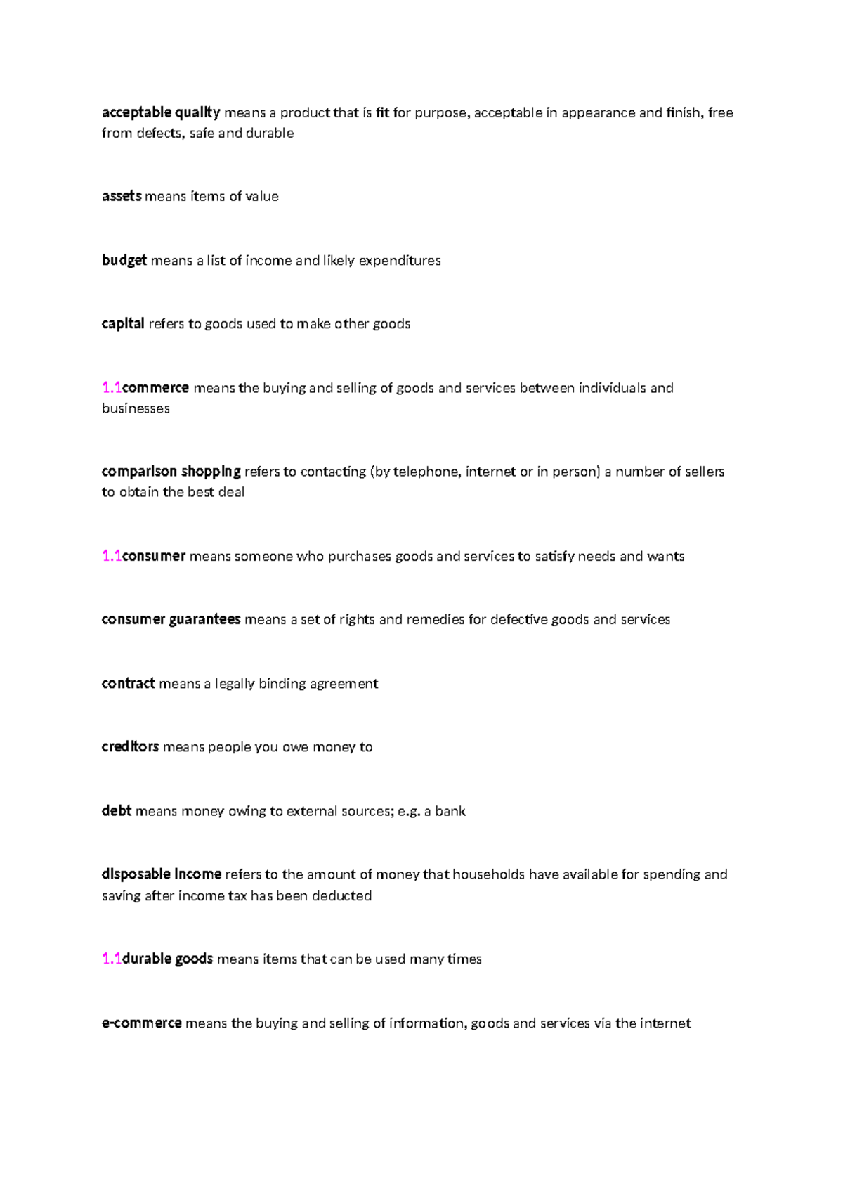 Commerce Terms Overview: Key Concepts and Definitions - Studocu