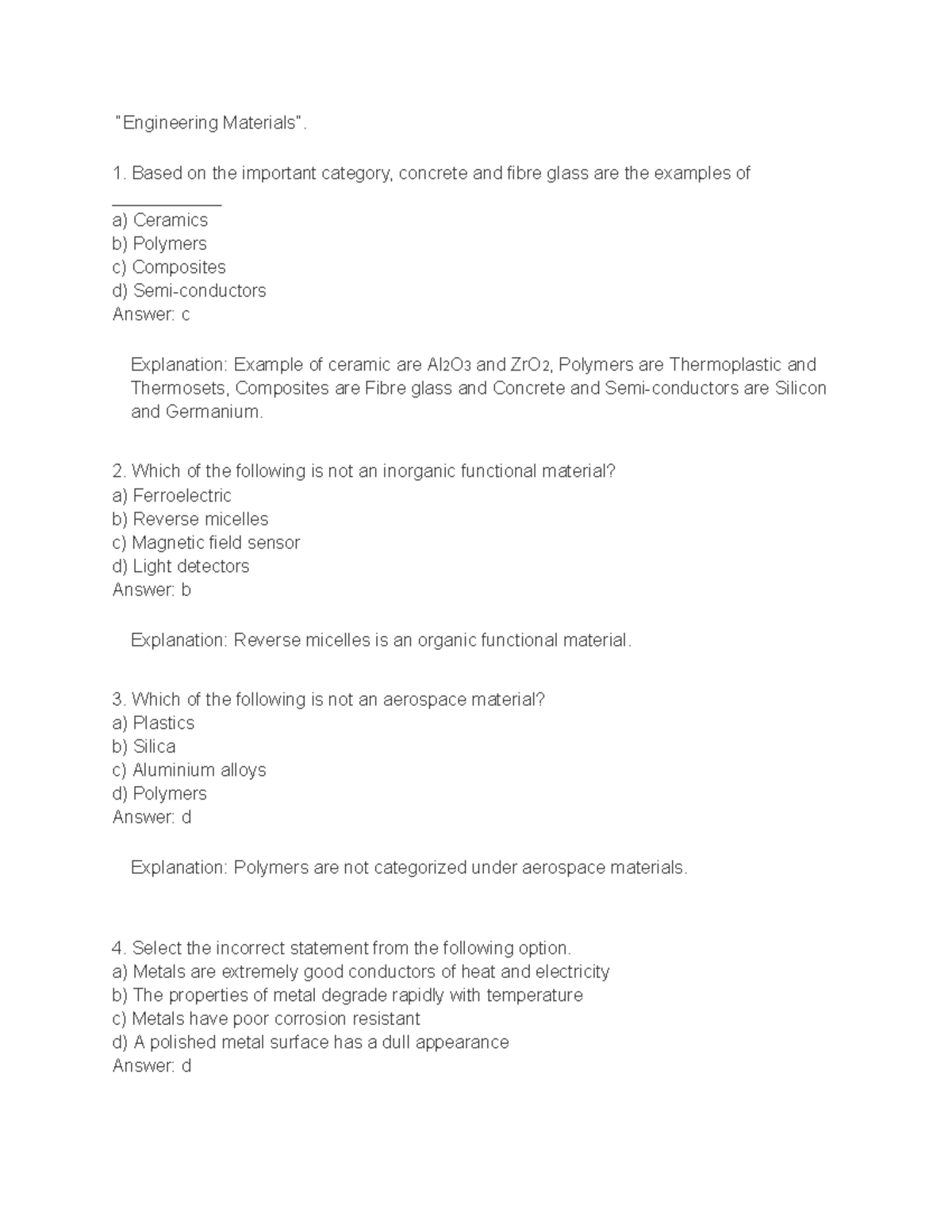 Engineering Chemistry (10) - Study Notes on Engineering Materials - Studocu