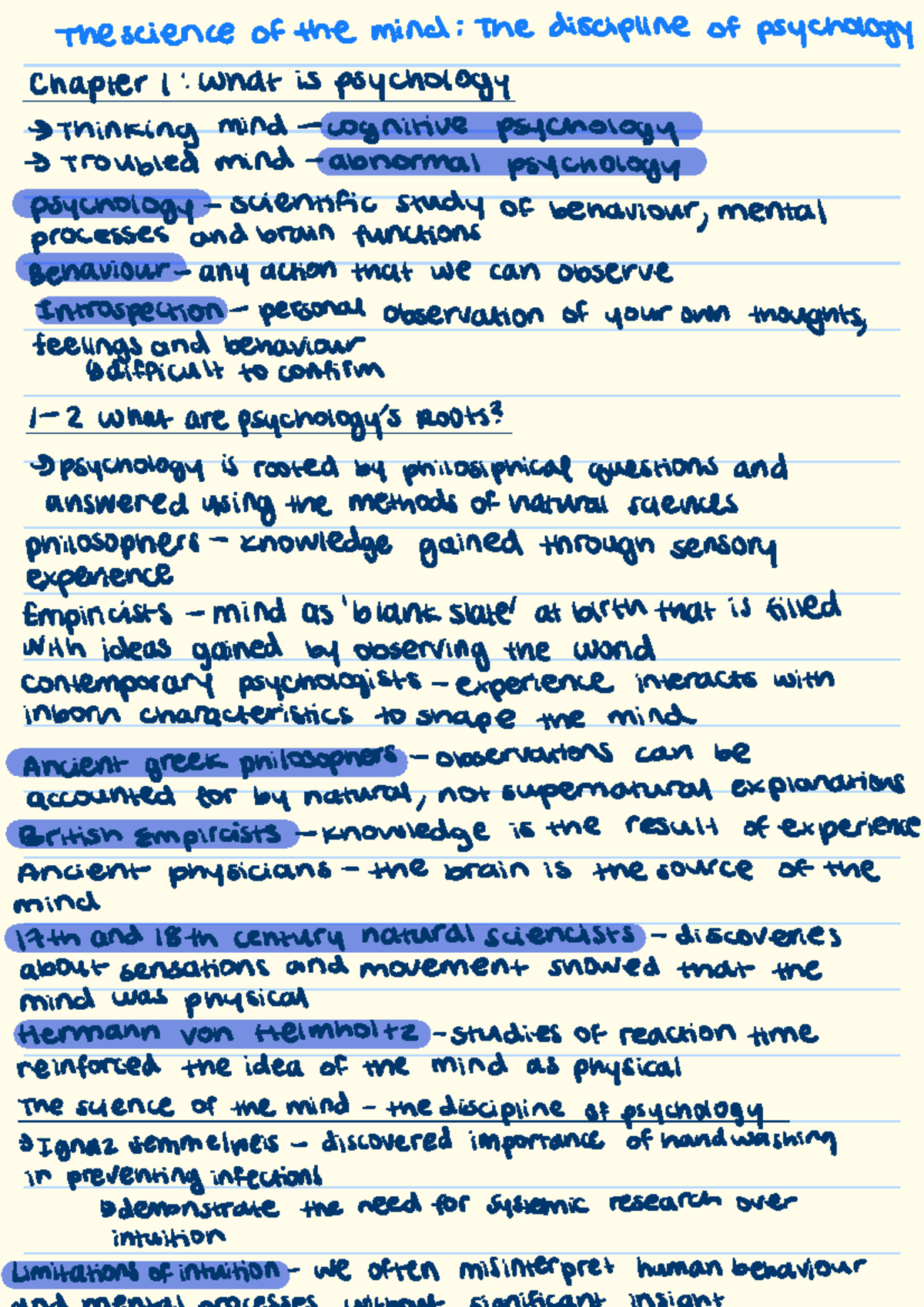 Psy100 Chapter 1 Introduction To Psychology And Its Foundations