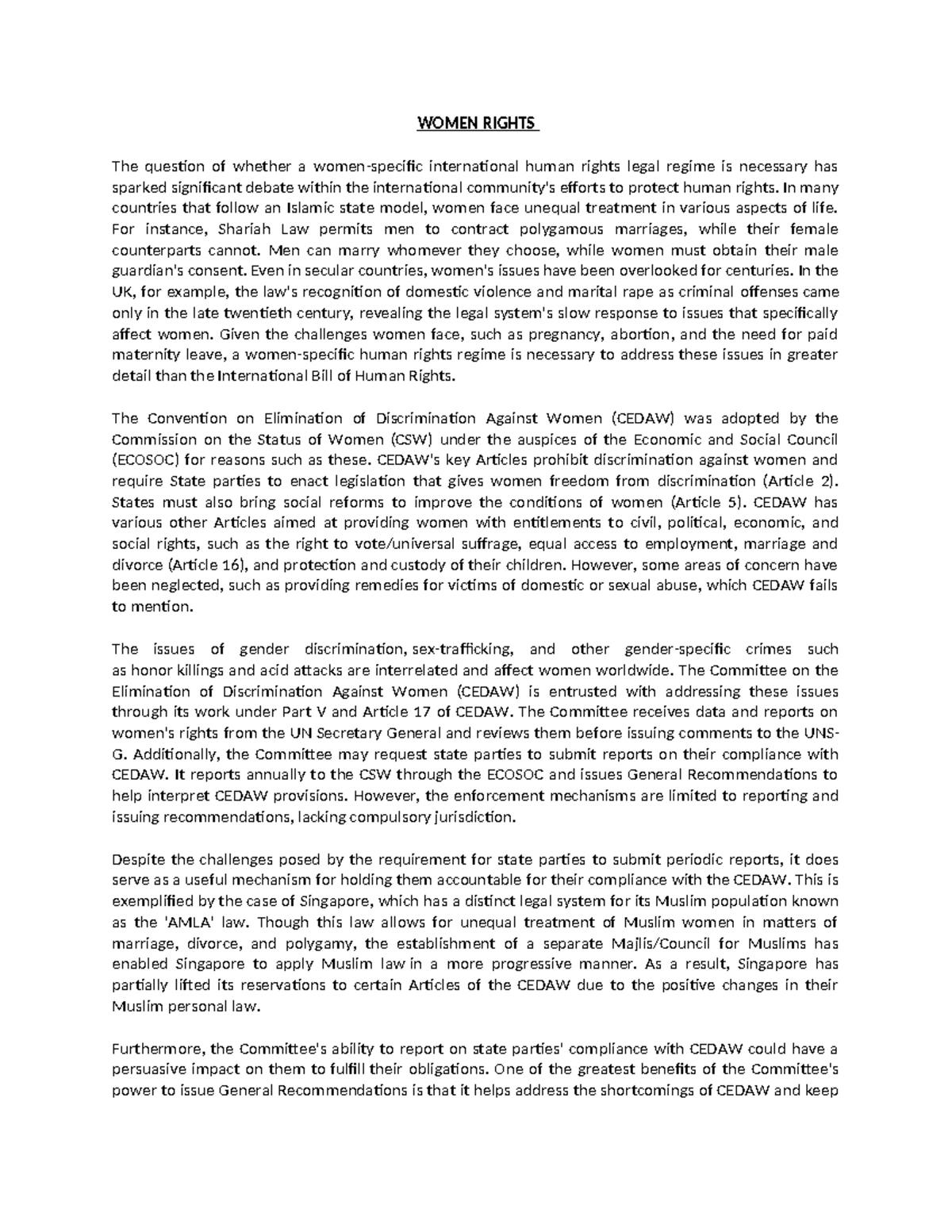IPHR - Women’s Rights & Torture: Essays on Human Rights Issues - Studocu
