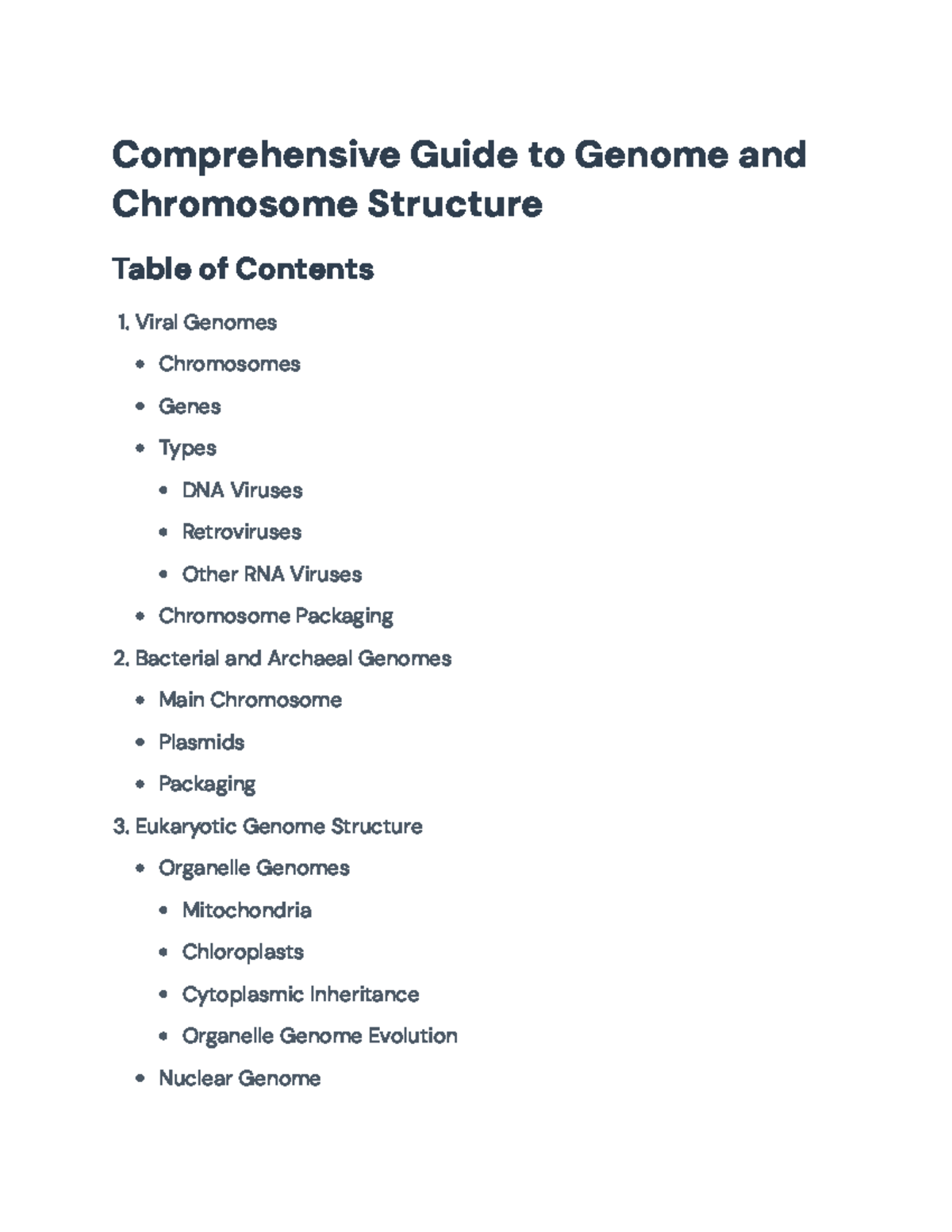 Comprehensive Overview of Genome and Chromosome Structures ...