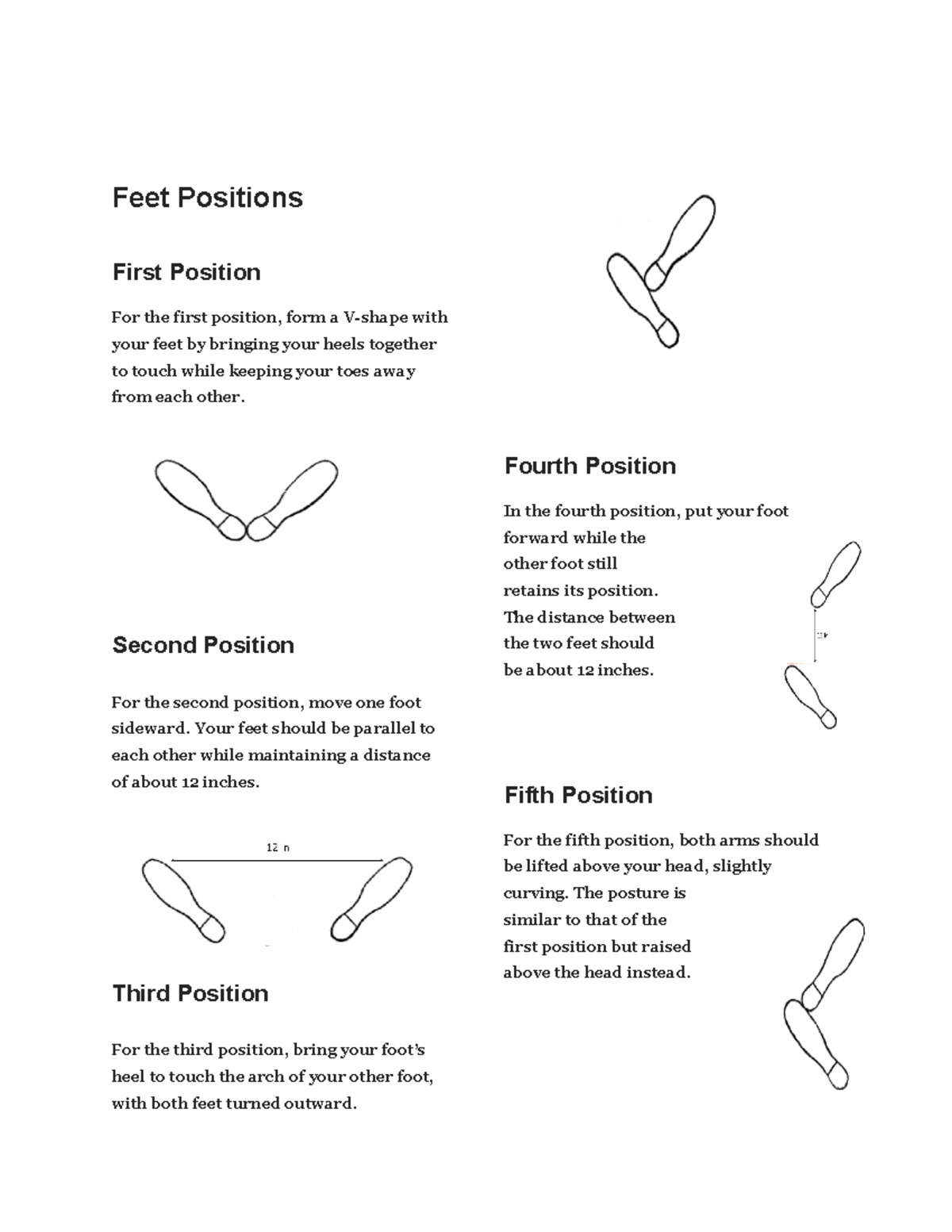 Untitled document - REVIEWER - Feet Positions First Position For the ...