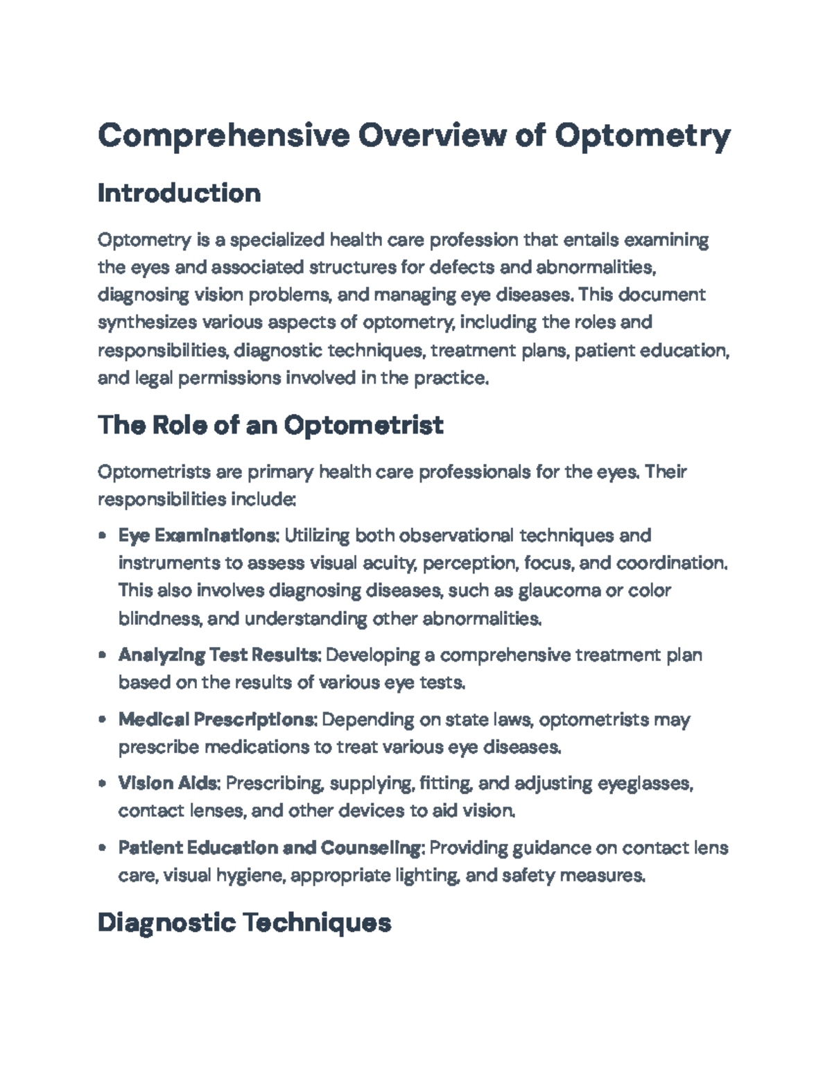 Comprehensive Overview of Optometry - Roles, Techniques, and Legal ...