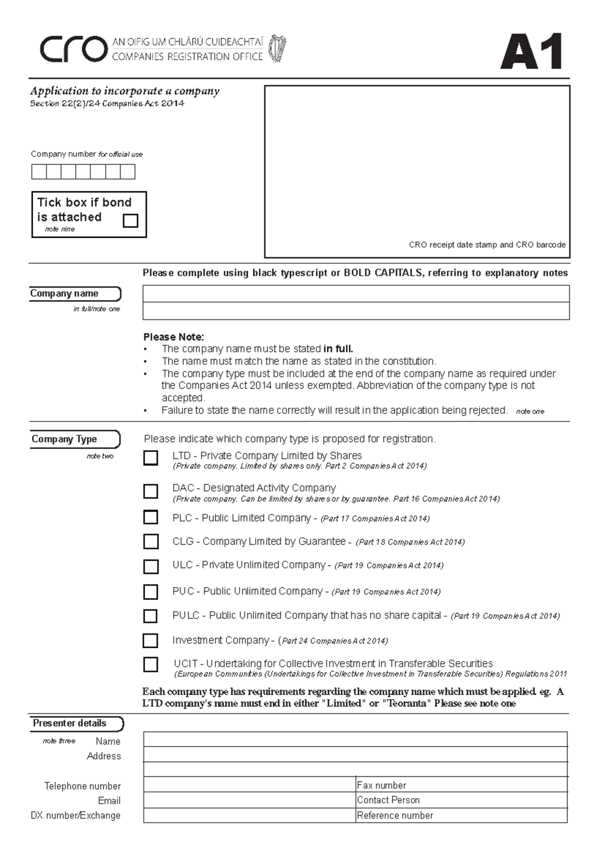 Form A1 PRACTICE FOR ASSIGNMENT - Please complete using black ...