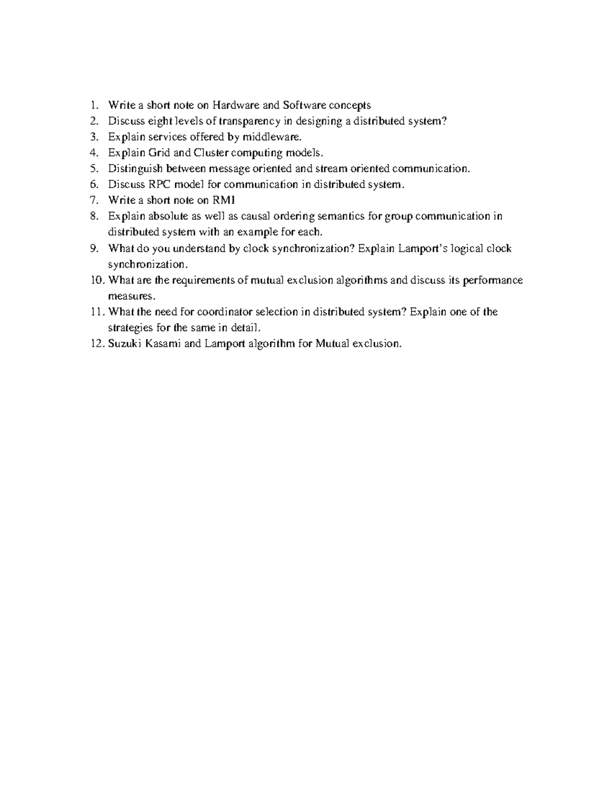 DC QB - Notes on Distributed Systems Concepts and Algorithms - Studocu