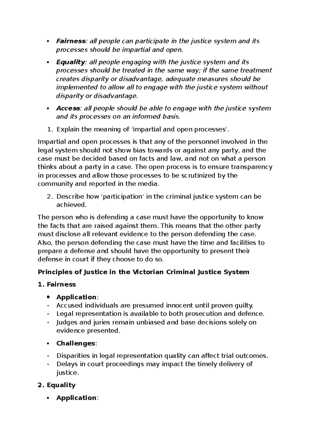 AOS 3 Revision Notes: Principles of Justice in the Victorian Criminal ...