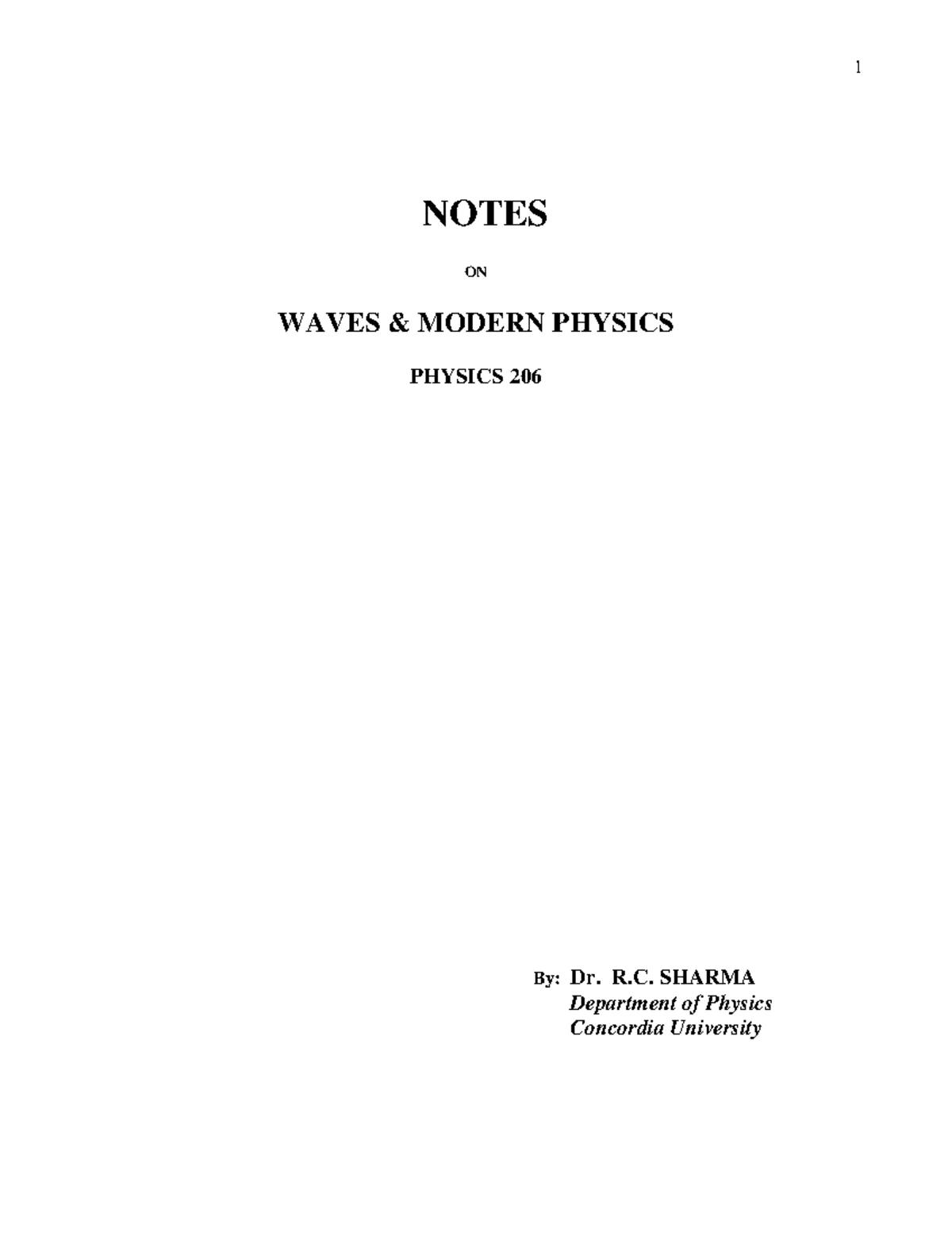 1 - PHYS 206 - Winter 2024 Course Outline for Section 01 - Studocu