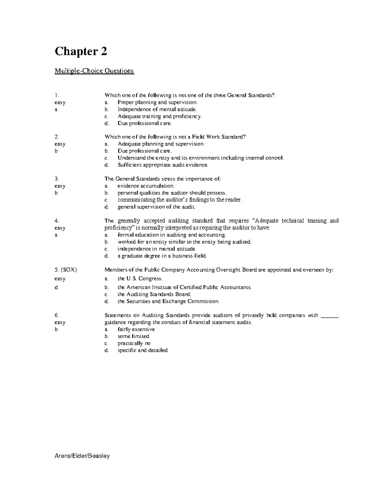 Chapter 2 Final Exam - Auditing & Assurance Test Bank (Ch2) - Studocu