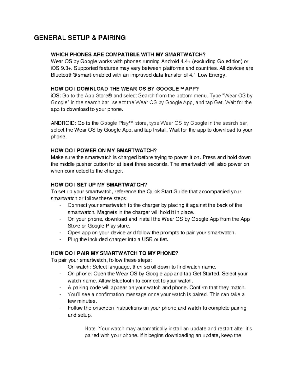 Wear OS Google Smartwatch Setup & Compatibility FAQ Guide - Studocu