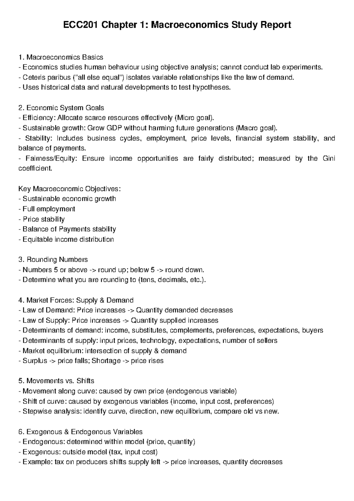 ECC201 Chapter 1: Macroeconomics Basics Study Guide - Studocu