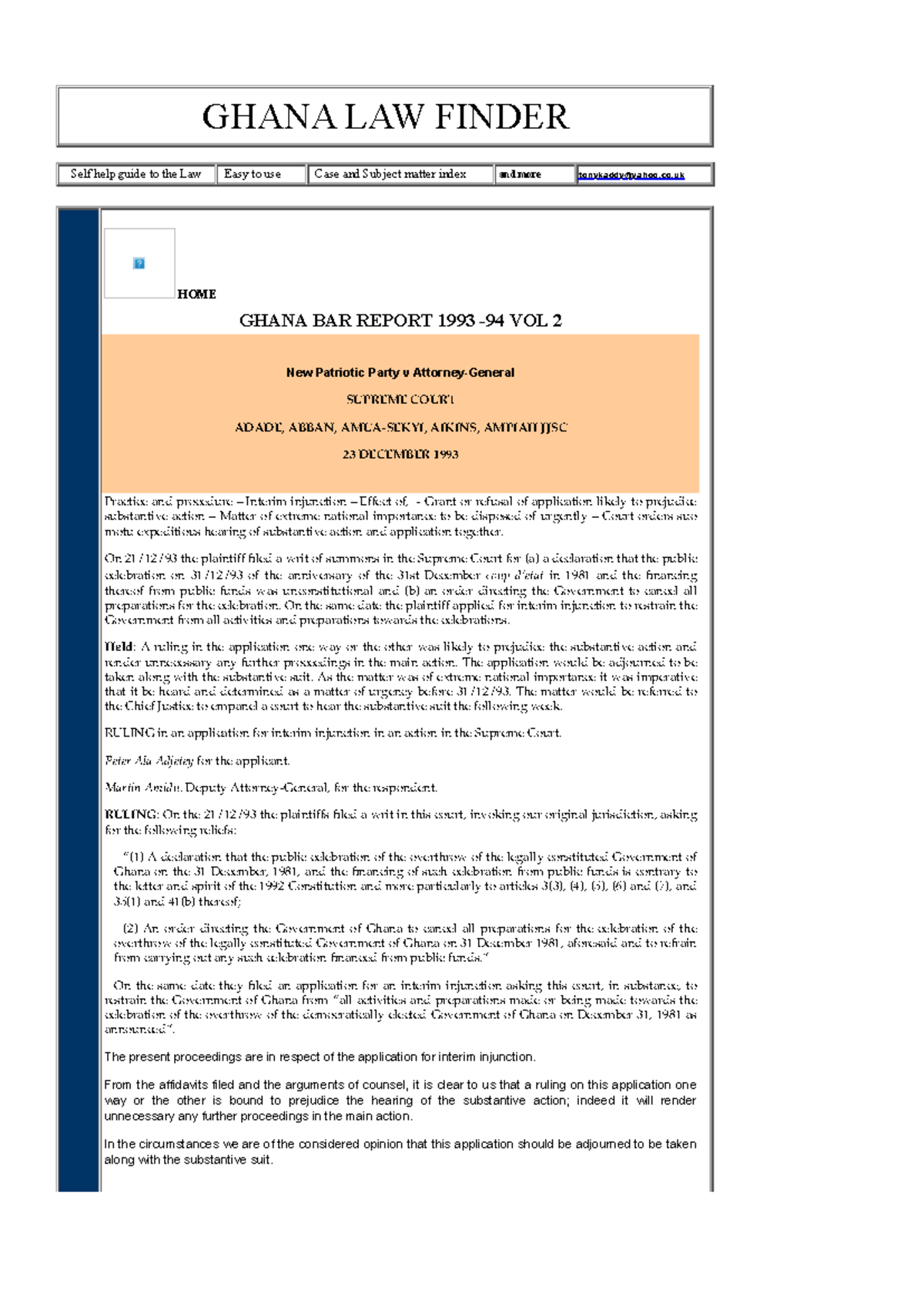 GHANA LAW FINDER: 31st December Case Analysis and Ruling - Studocu