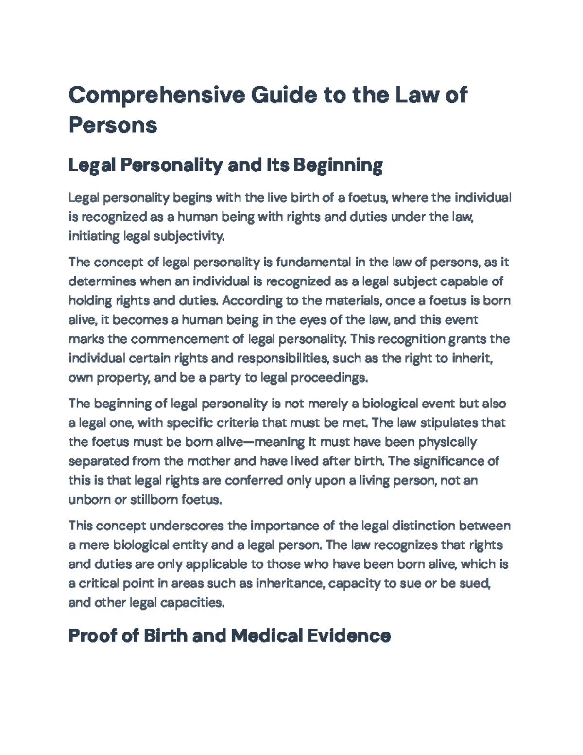 Comprehensive Overview of Legal Personality in Law of Persons (LJP101 ...