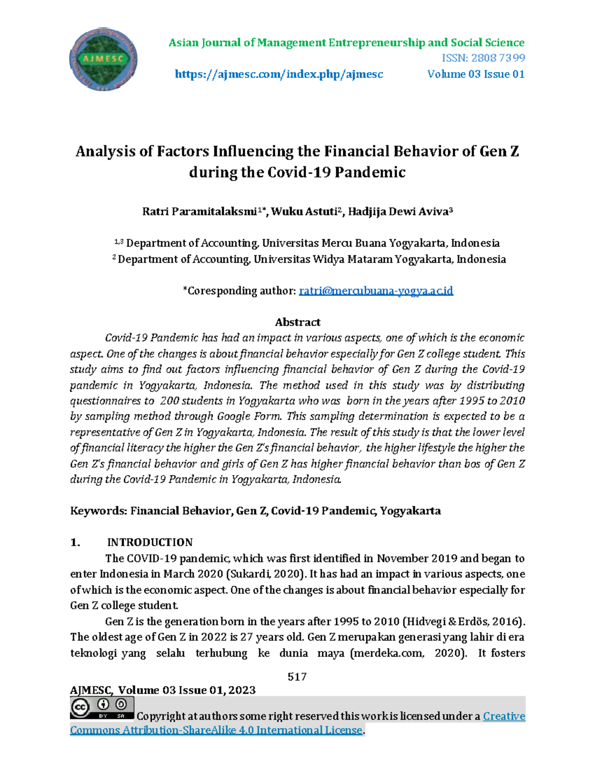 Factors Influencing Gen Z Financial Behavior During the Pandemic ...