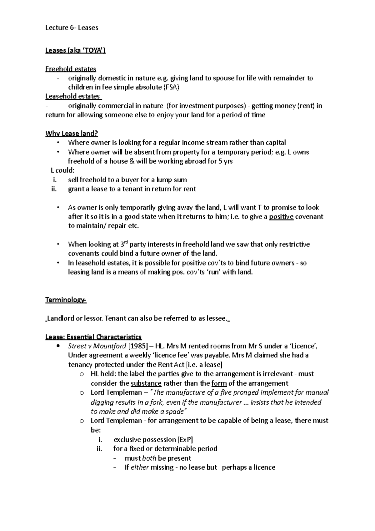 Lecture 6 - Understanding Leases: Key Concepts and Terms - Studocu