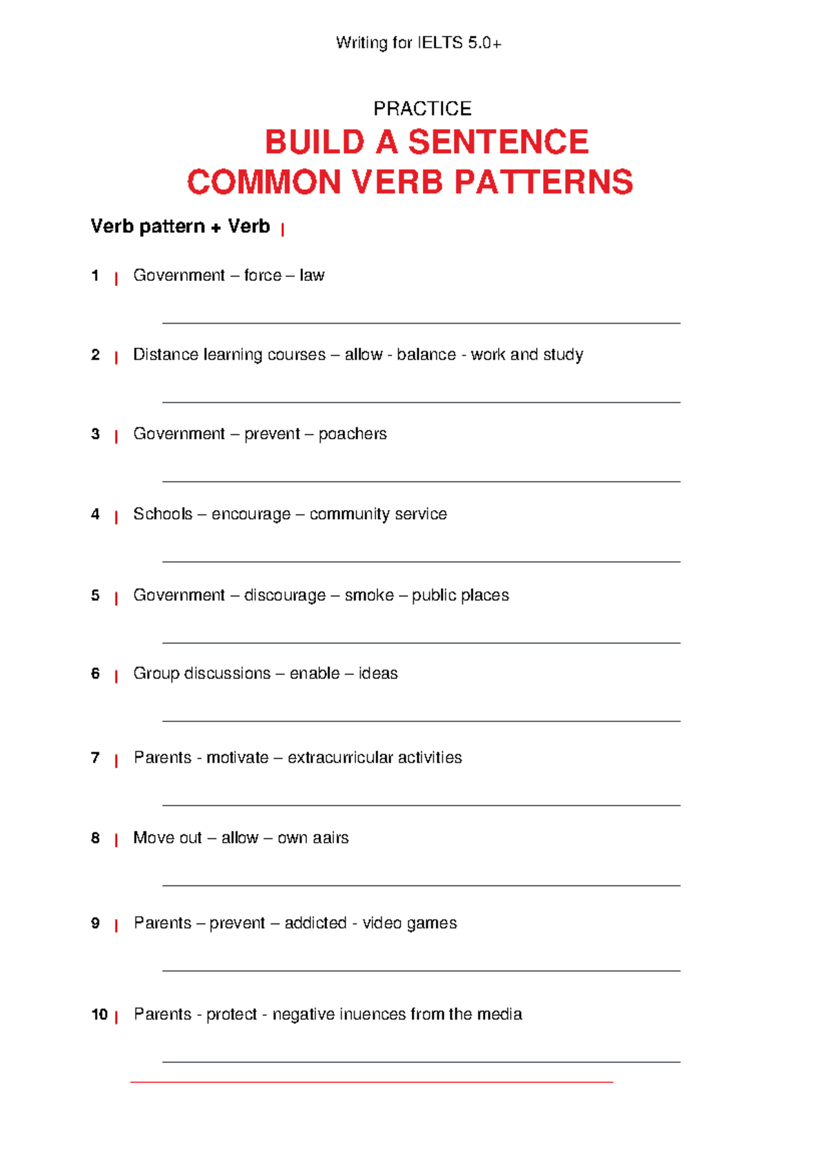1 Build A Sentence - kkkk - PRACTICE BUILD A SENTENCE COMMON VERB ...