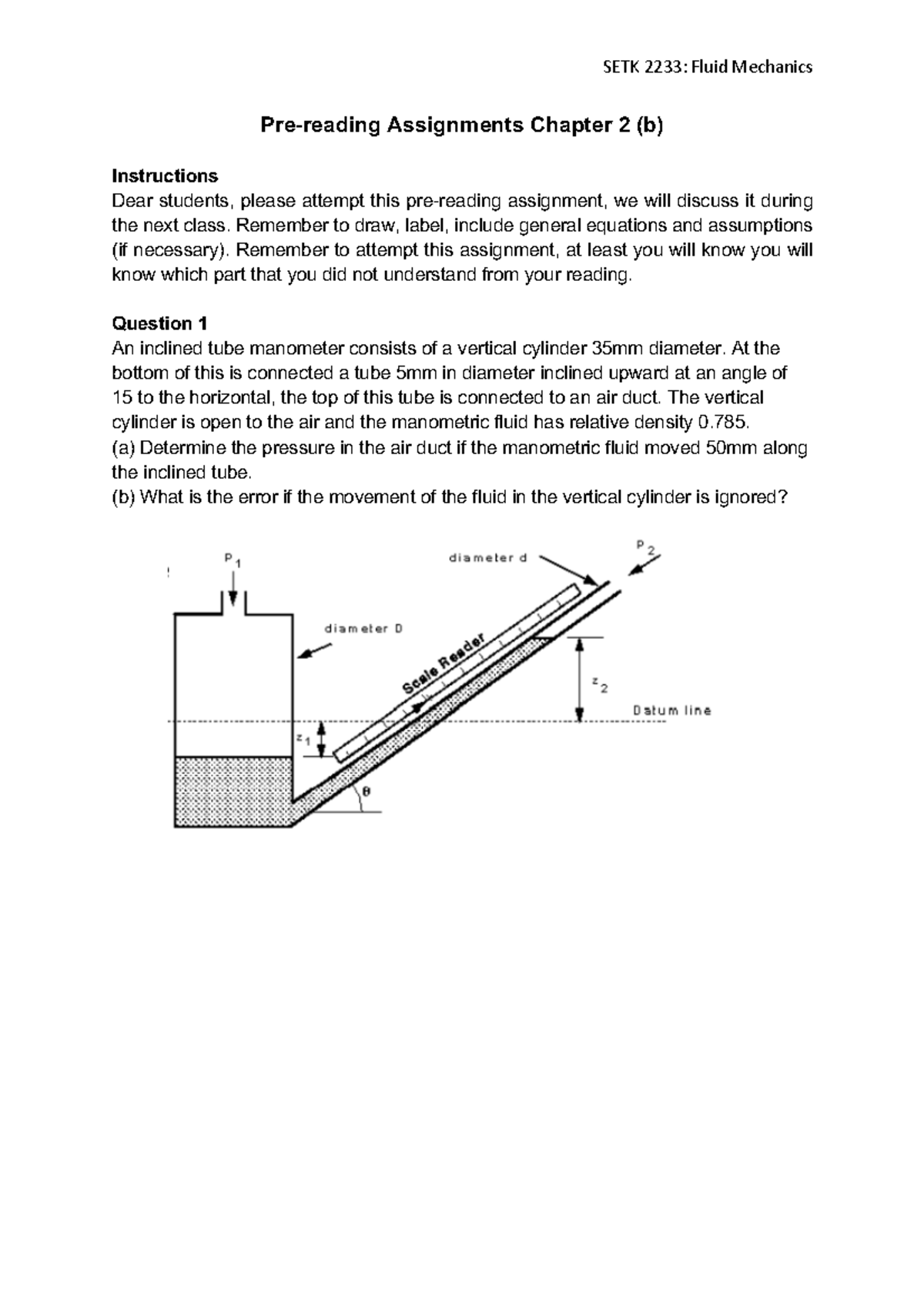Chapter 2 Pre-reading Assignments for Fluid Mechanics Concepts - Studocu