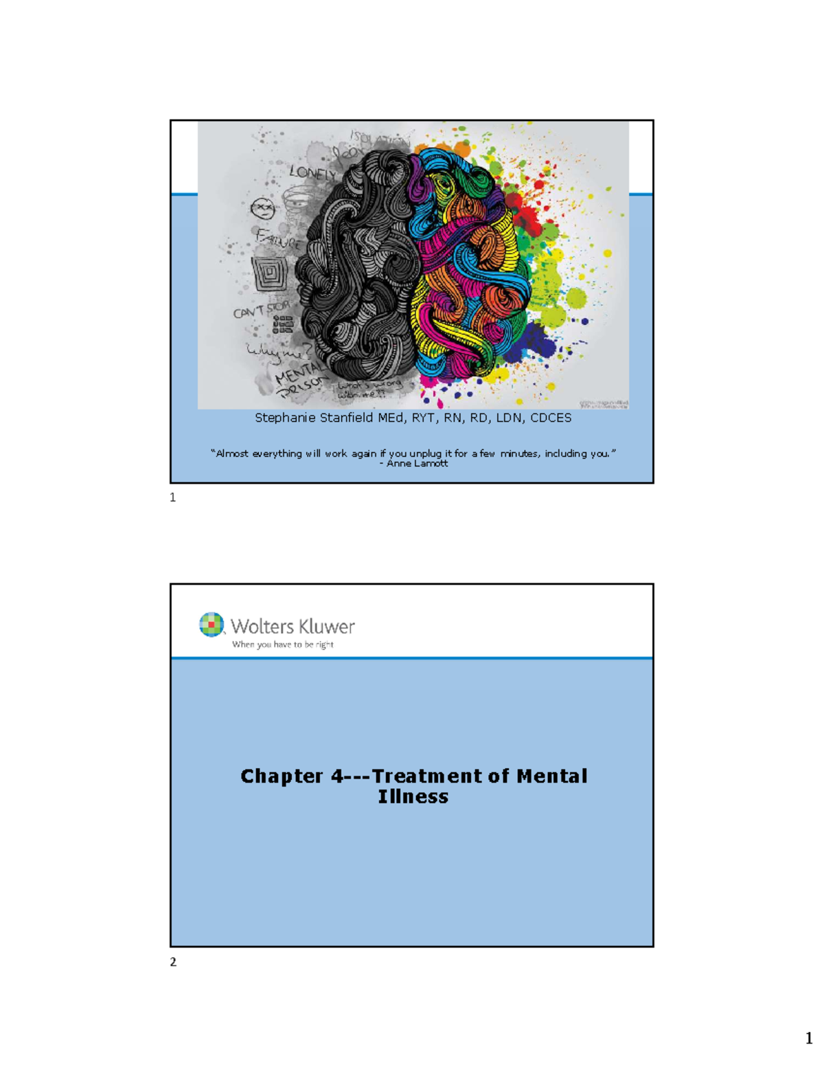 Treatment of Mental Illness - Chapter 4 Overview (NUR 101) - Studocu