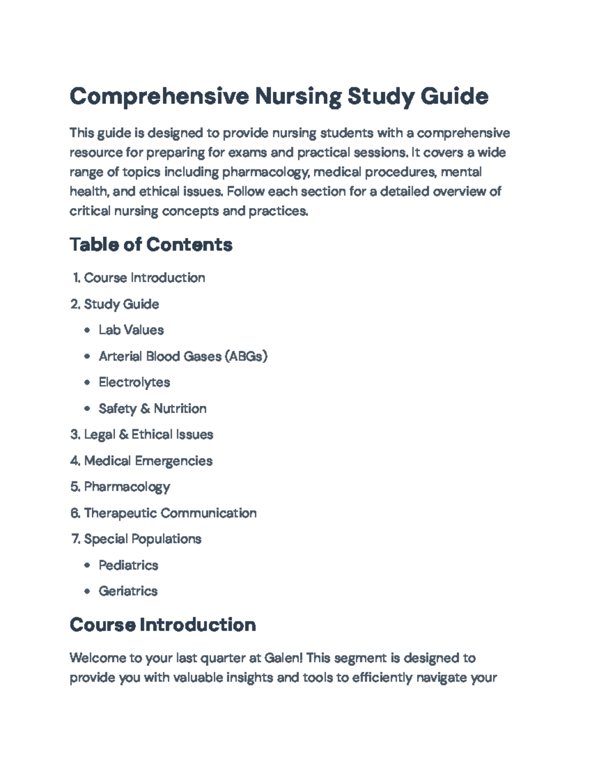Comprehensive Nursing Study Guide for Exam Preparation - Comprehensive ...