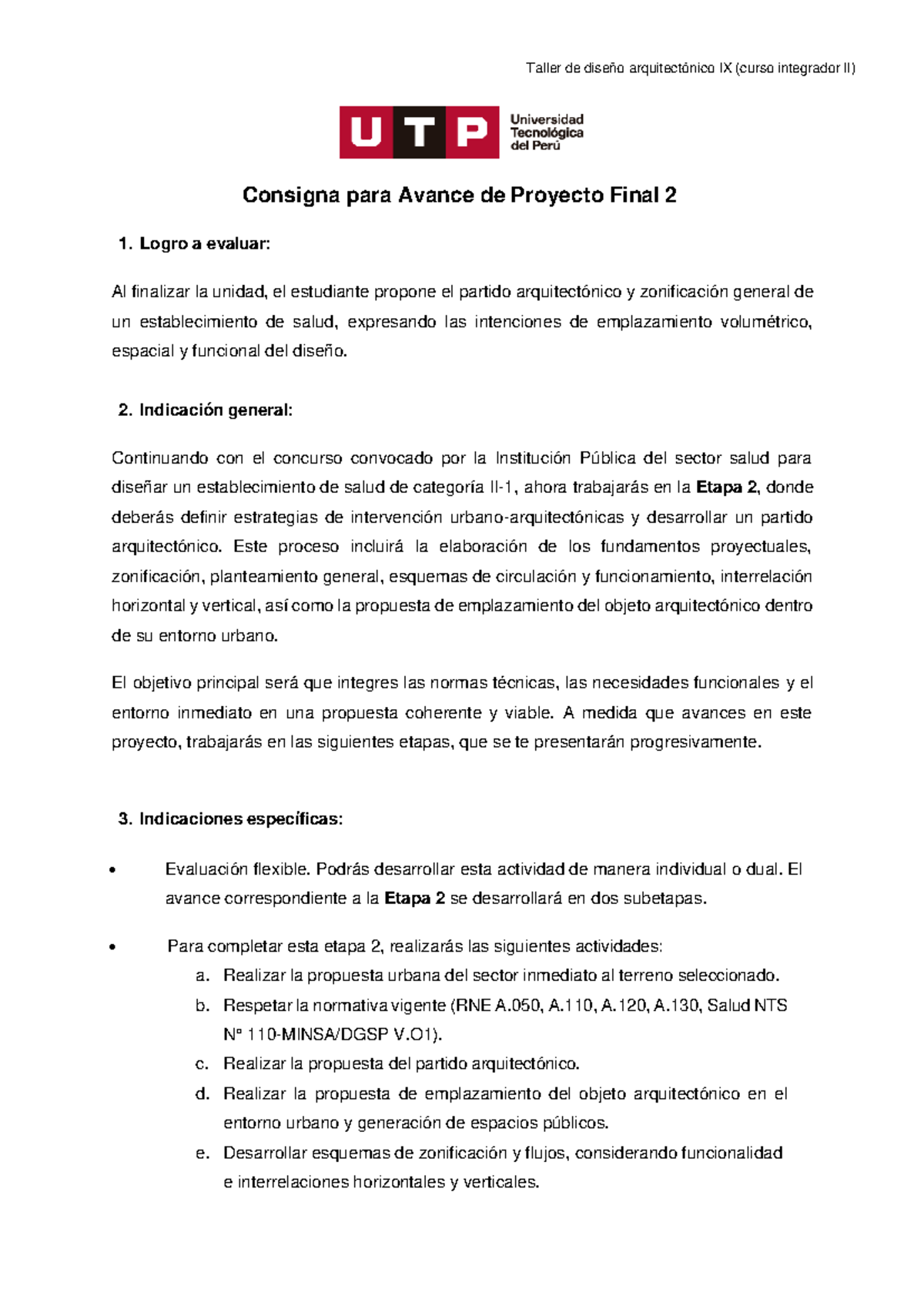 Taller de Diseño Arquitectónico IX (Curso Integrador II) - Avance de Proyecto - Document Preview