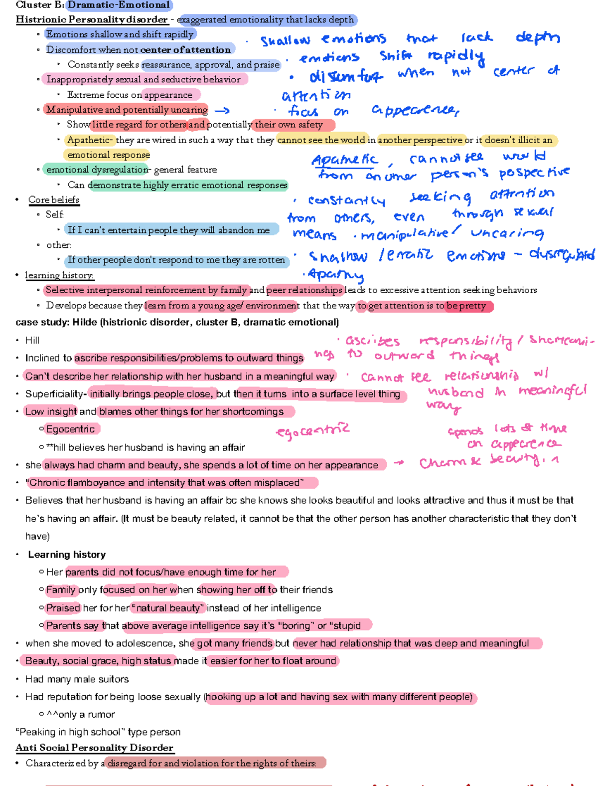 Cluster B Personality Disorders: Histrionic, Narcissistic, and ...