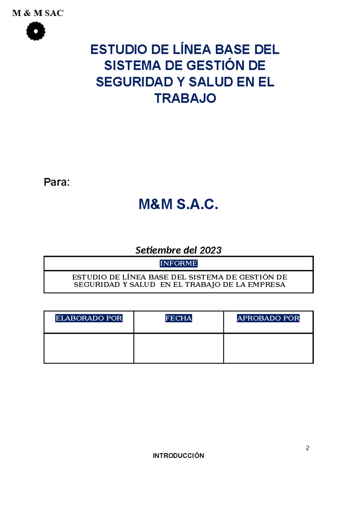 Informe de Línea Base SST - Gestión de Seguridad y Salud en el Trabajo - Document Preview