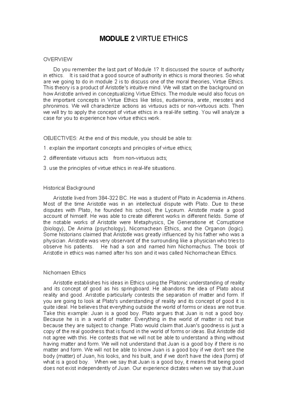 Module 2: An In-Depth Exploration of Virtue Ethics Principles - Studocu