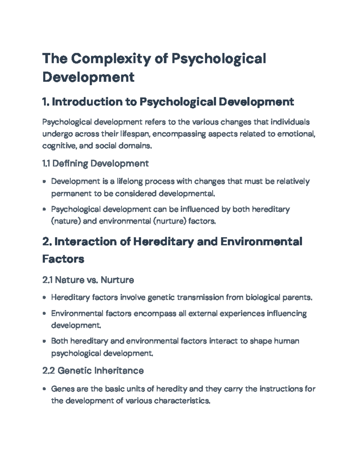 Psychological Development: Key Theories and Influences (PSY 101) - The ...