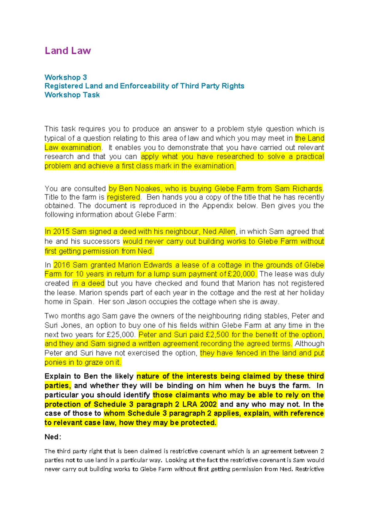 Land Law Workshop 3: Registered Land & Third Party Rights Analysis ...