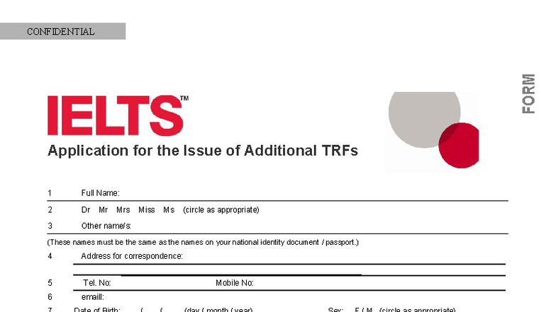 Application for Additional TRFs - Form CONFIDENTIAL - Studocu