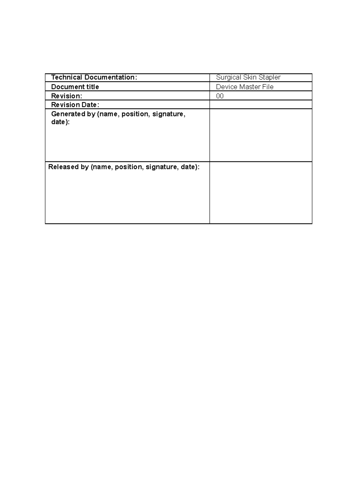 19. DMF 00: Surgical Skin Stapler Device Master File Documentation ...
