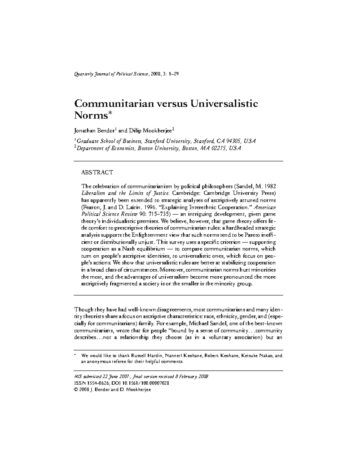 Communitarian vs Universalistic Norms: A Comparative Analysis - Studocu