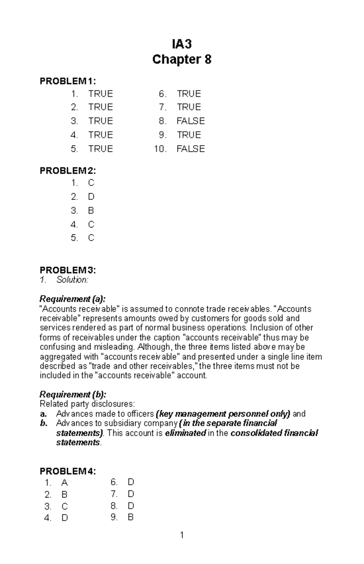 IA3 Chapter-8 Notes Part-2 - IA Chapter 8 PROBLEM 1: 1. TRUE 6. TRUE 2 ...