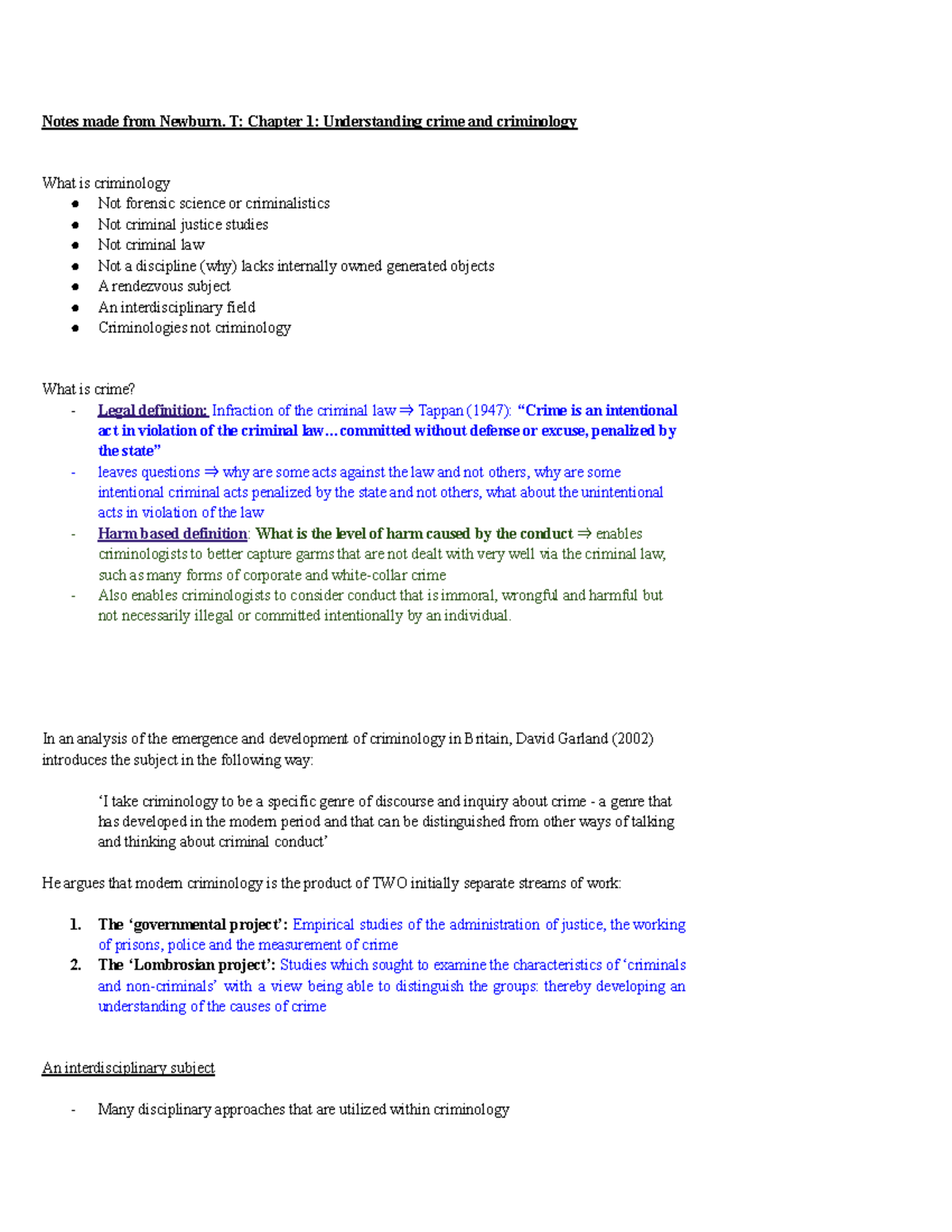 Criminology - Chapter 1 - Understanding Crime and Criminology - Studocu