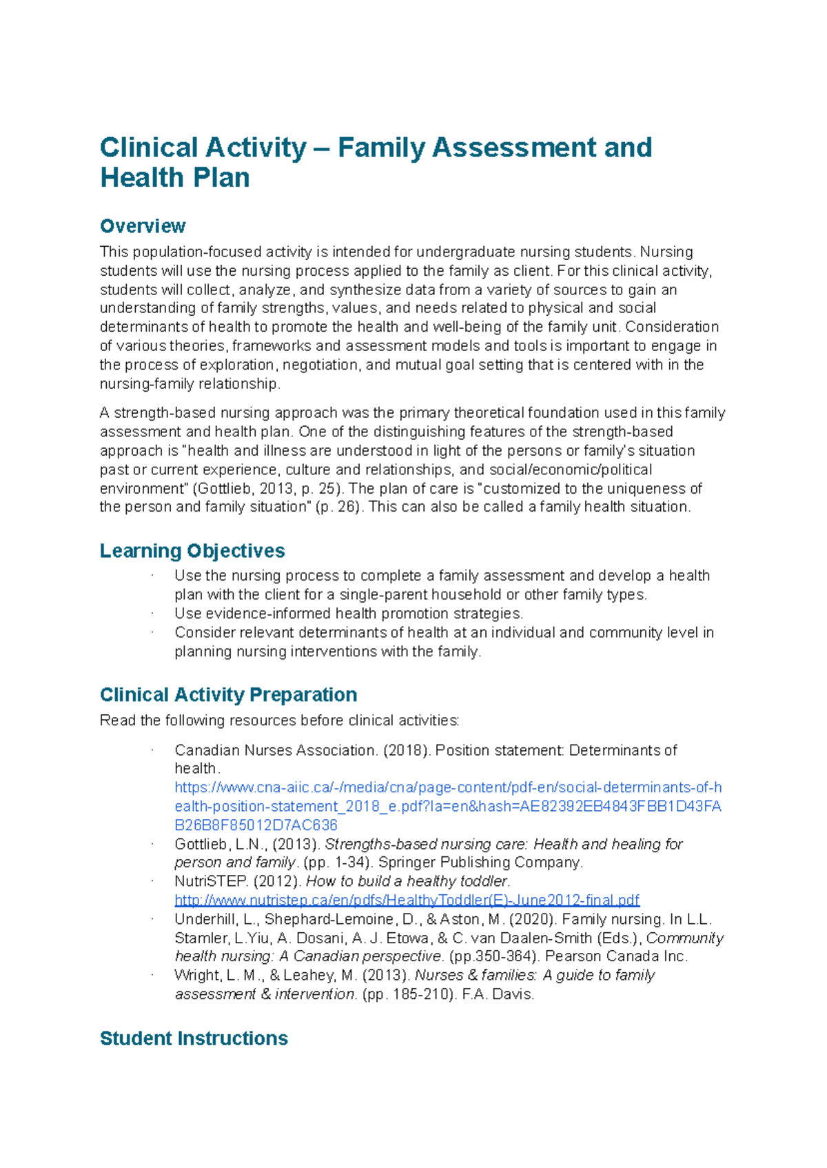 NURS 301 Family Assessment & Health Plan for Single-Parent Households ...
