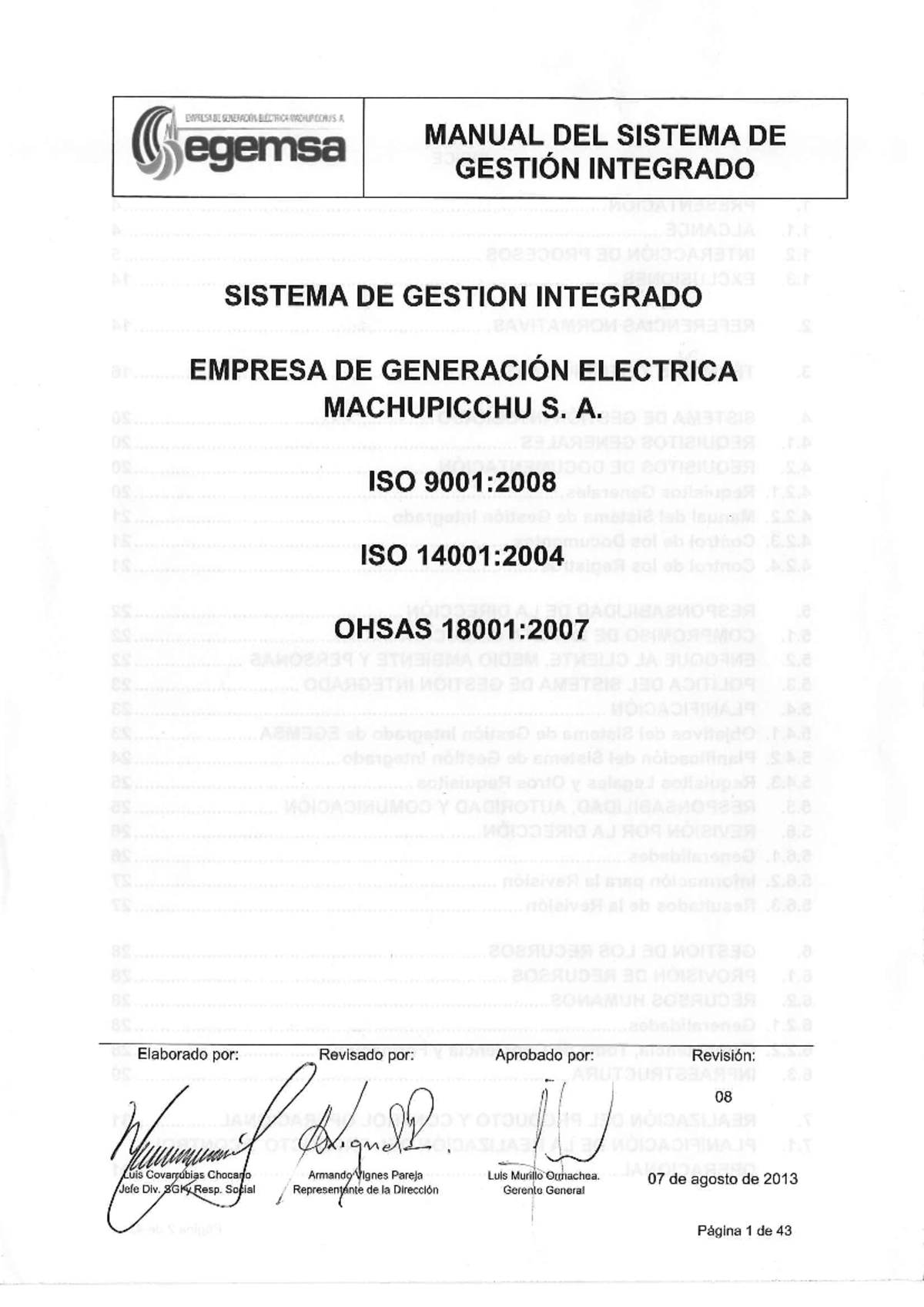 Manual del Sistema de Gestión Integrado (SGI) - EGEMSA - Studocu