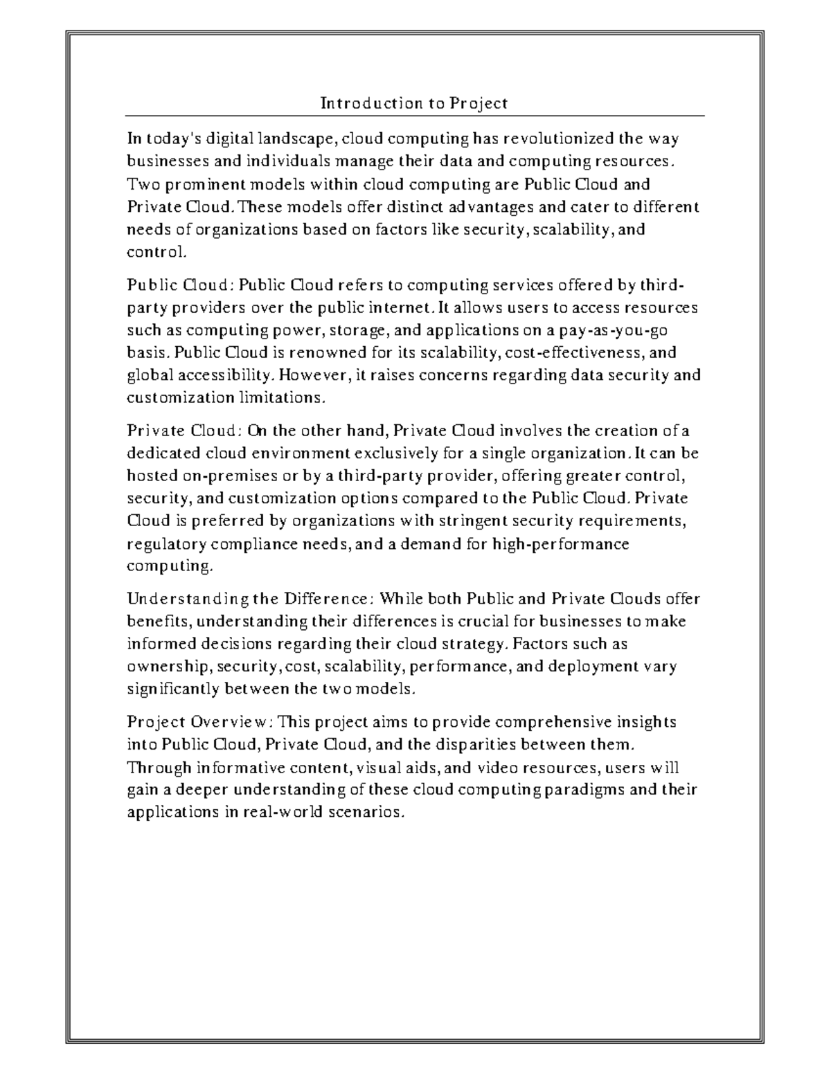 CC Report-1: Understanding Public vs Private Cloud Computing - Studocu