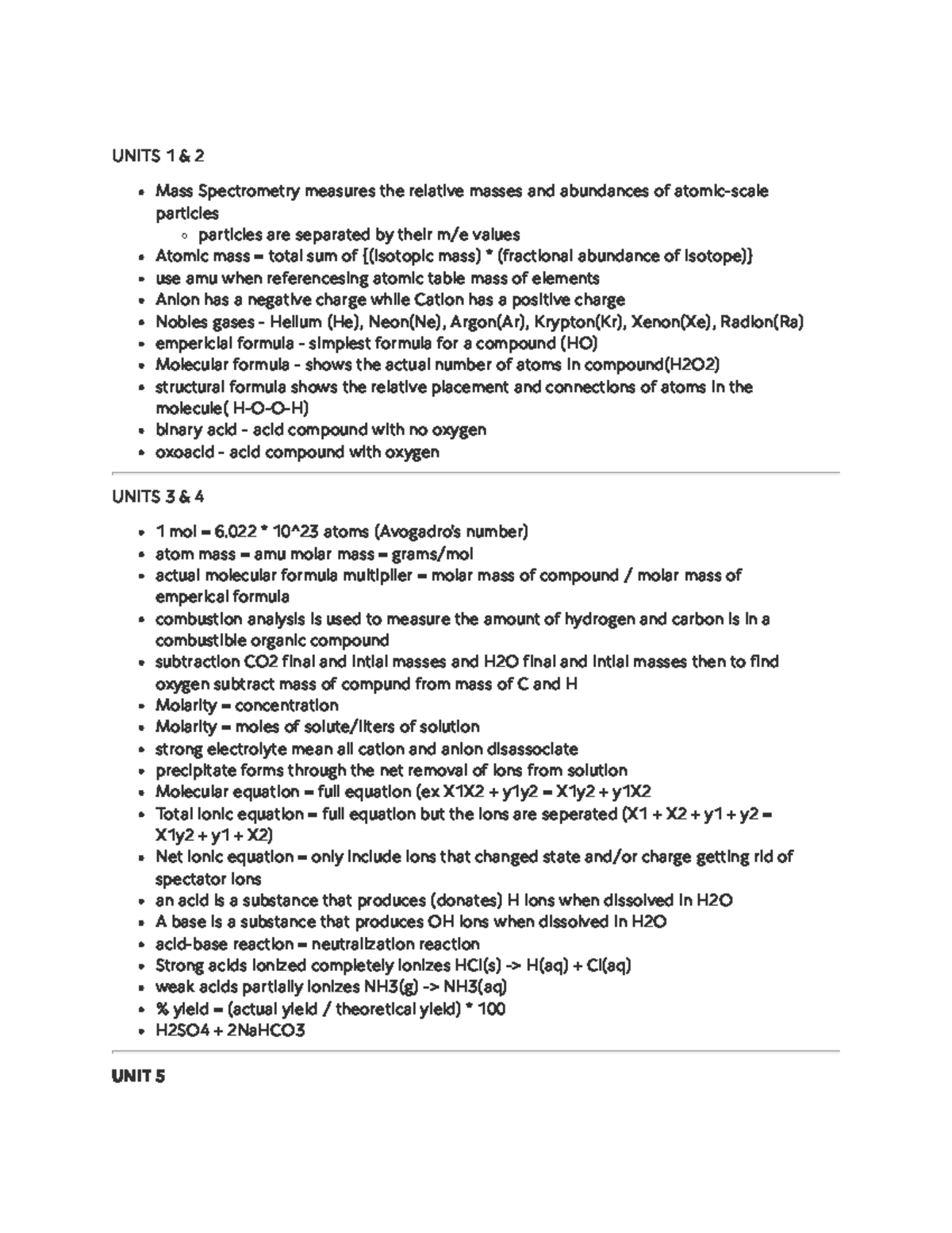 CHEM 107 Lecture Notes: Mass Spectrometry, Molarity, and Equilibrium ...