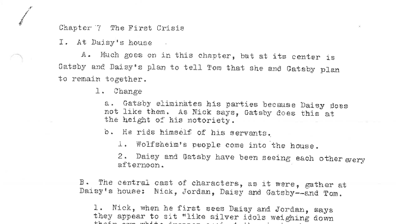 The Great Gatsby Ch 7 Analysis: The First Crisis - Studocu
