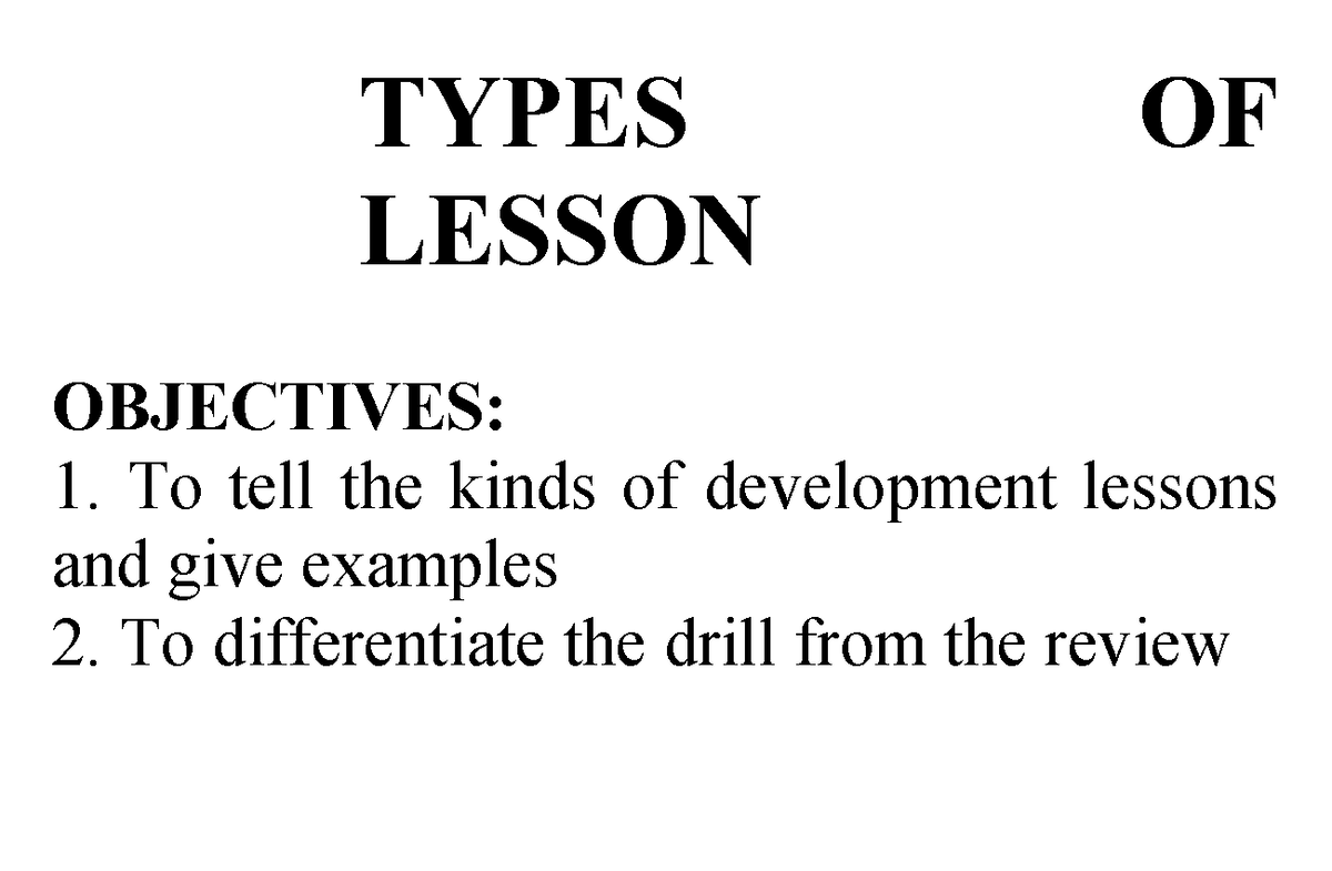 Types of Development Lessons - KSOSIOD - Studocu