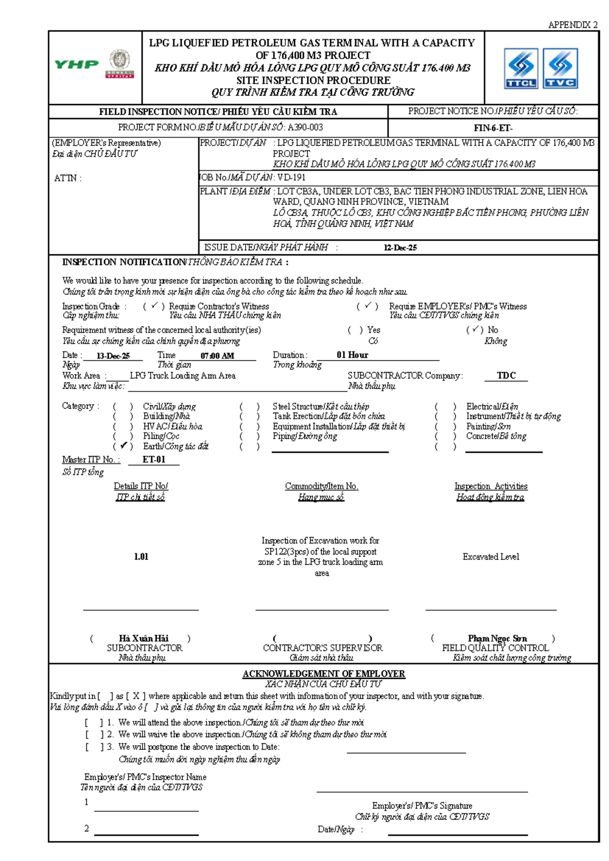 LPG Terminal Project Inspection Procedure (176,400 m3) - Studocu
