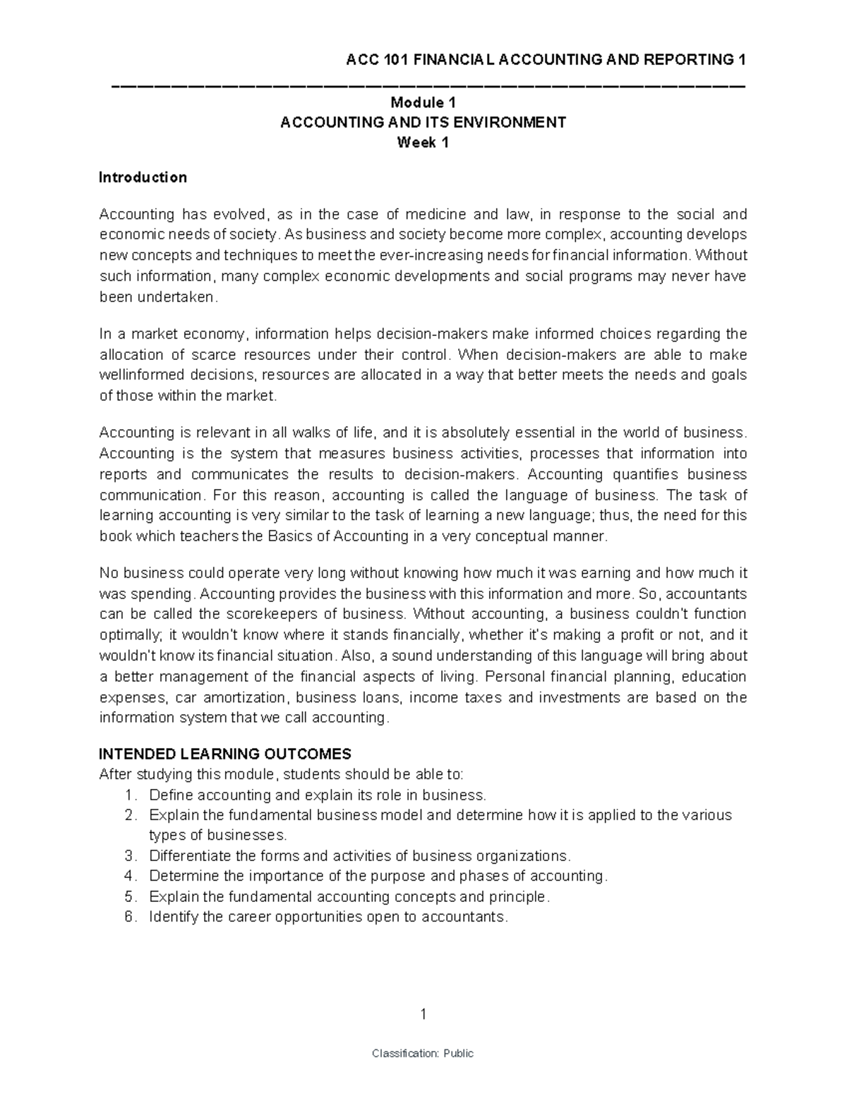ACC 101 - Module 1 - Understanding Accounting and Its Role in Business ...