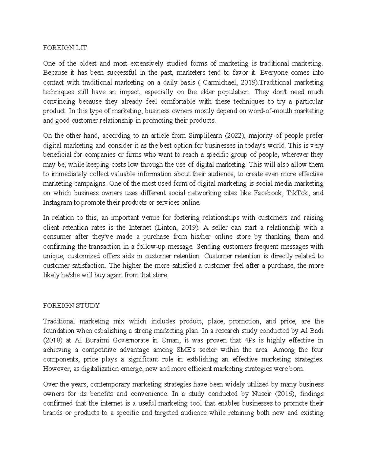 Foreign Literature Review on Marketing Strategies: Traditional vs ...