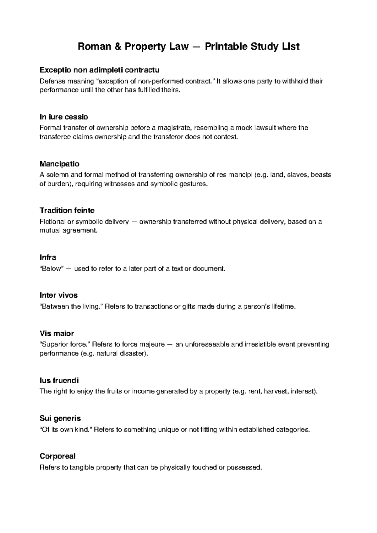 Roman Property Law (LAW101) Study Flashcards and Key Concepts - Studeersnel