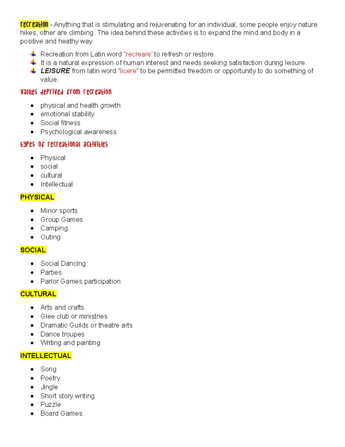 PE 101: Comprehensive Review of Recreational Activities and Benefits ...