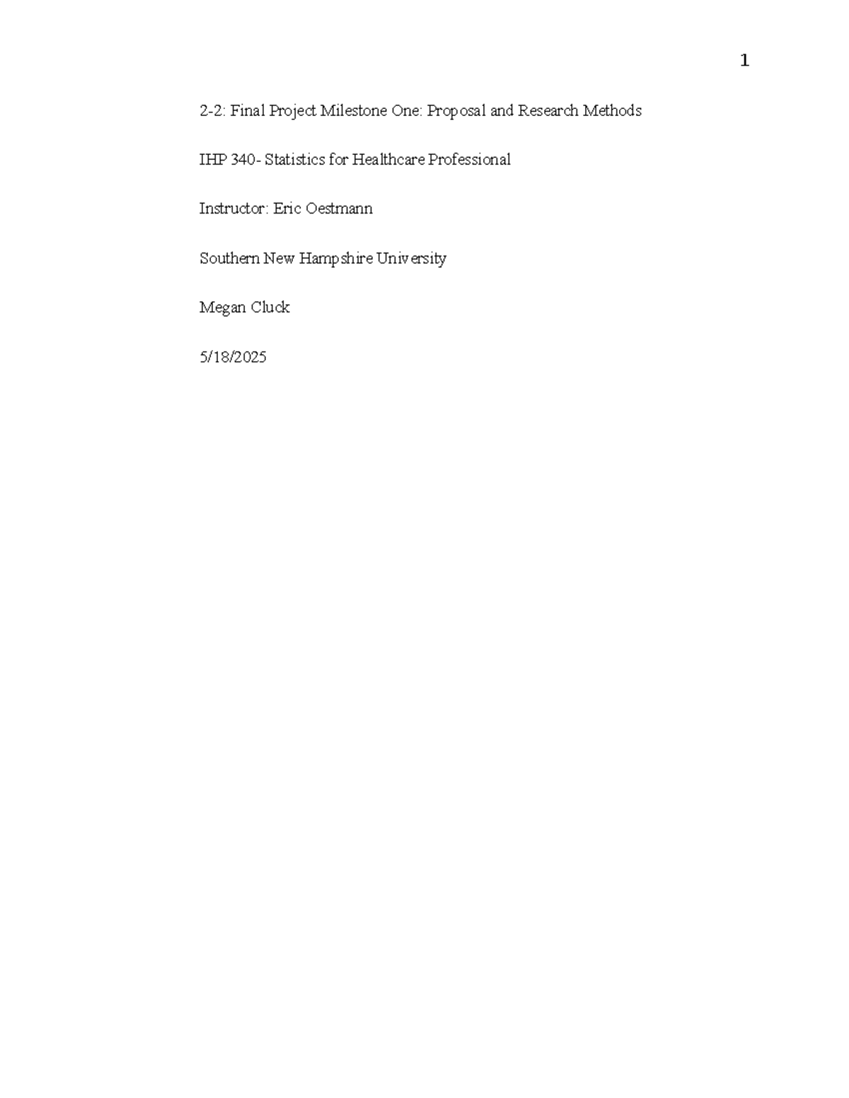 IHP 2-2 Final Project Milestone One: Proposal & Research Methods - Studocu