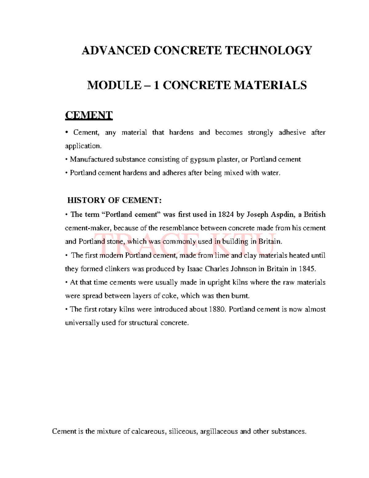 ACT M1 - Overview of Cement Materials and Properties in Concrete ...