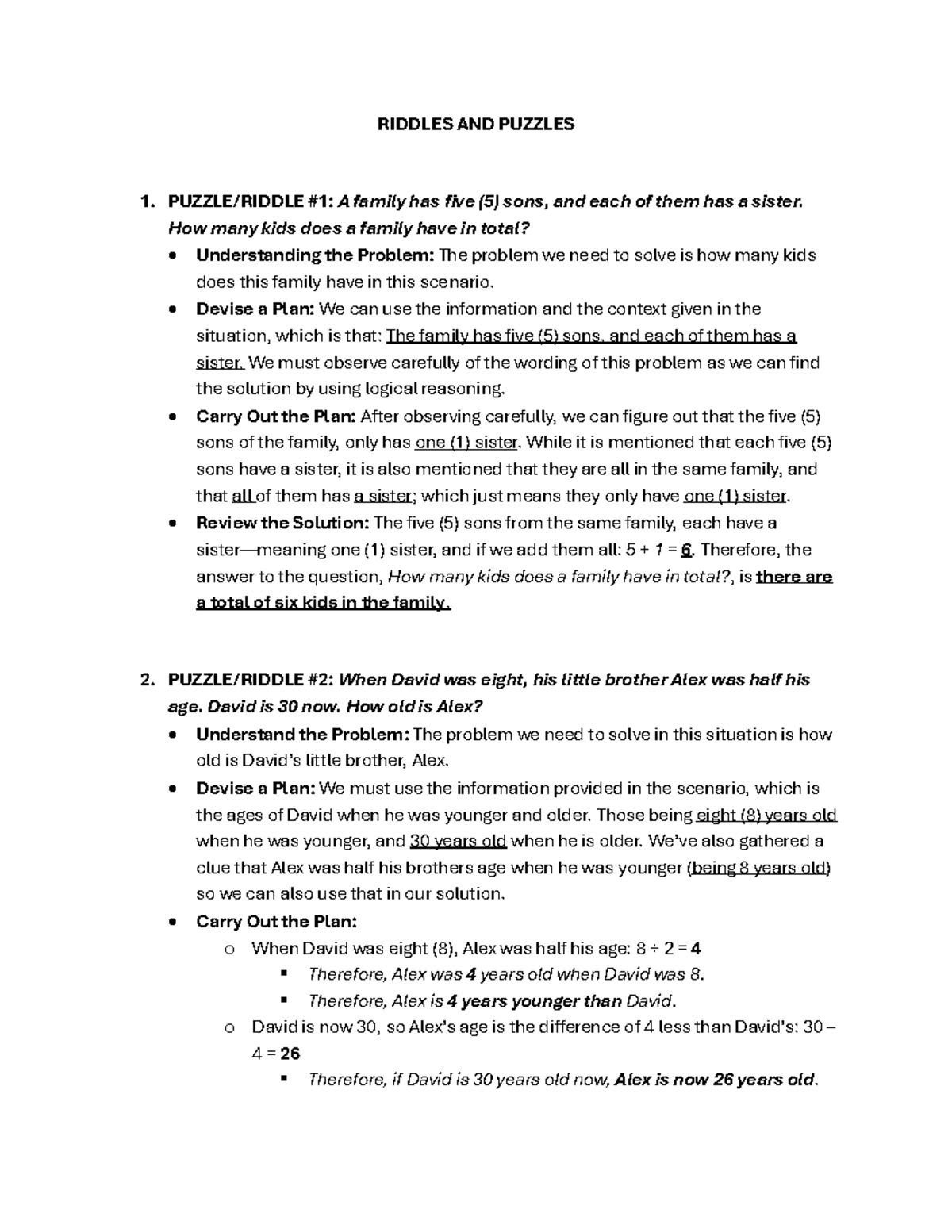 Riddles and Puzzles Analysis: Understanding Problem-Solving Techniques ...