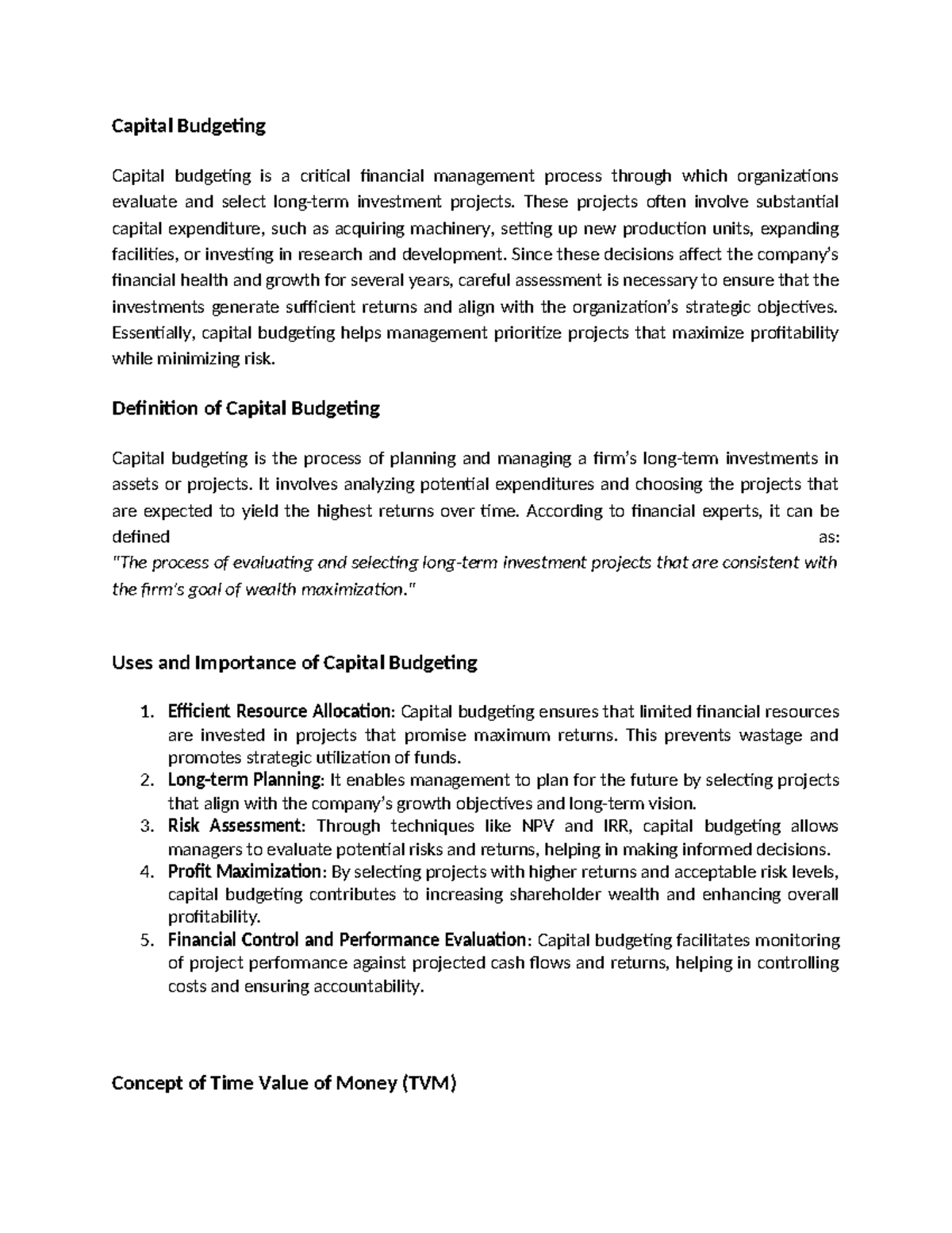 Capital Budgeting: Key Concepts and Techniques for Financial Management ...